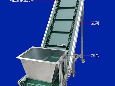 裙边挡板皮带爬坡输送机 食品流水线传送设备 斗式斜坡上料提升机图4