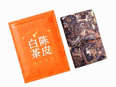 批发新会陈皮白茶小方片茶叶方便携带福鼎白茶寿眉陈皮茶厂家直销图5