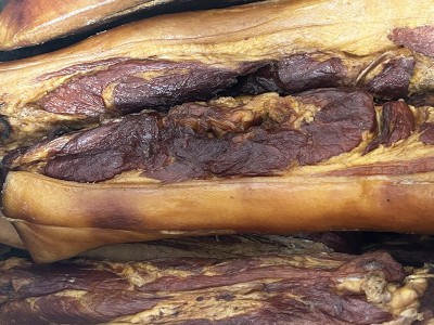 湖南农家柏树柴火烟熏五花肉腊肉湘西特产老腊肉腌制腊味风干咸肉图4