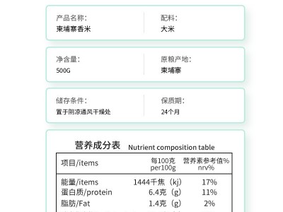芭迈香柬埔寨香米500G原粮进口大米猫牙长粒香炒饭煲仔饭真空包装图3