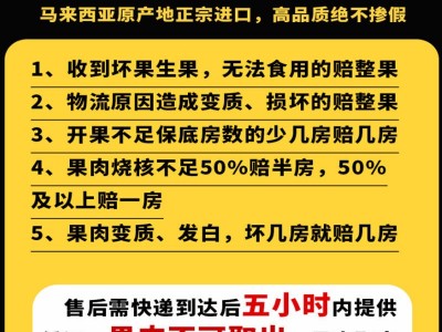 猫山王榴莲D197AA果原箱整件马来西亚进口液氮冷冻新鲜批发图3
