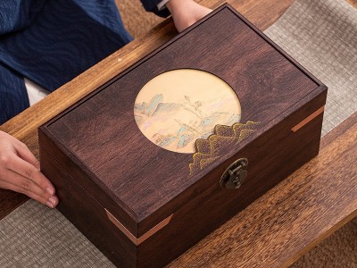 武夷岩茶大红袍茶叶礼盒装高档木纹瓷罐过年送礼年货礼品可印LOGO图2