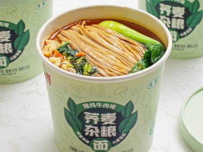 程校长杂粮荞麦面桶装非油炸面饼清真速食冲泡方便面夜宵宿舍代餐图2