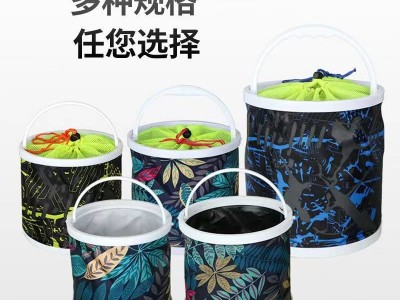 帆布折叠打水桶垂钓用品装鱼桶洗笔筒带绳小水桶户外便捷式钓鱼桶图2