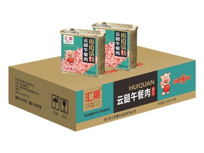 36汇泉云腿午餐肉罐头340g*24工厂直销熟食火锅三明治早餐泡面速图5