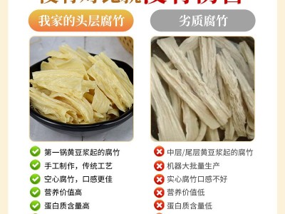 农家手工山泉腐竹无盐原浆原味非头层家用优质黄豆山泉腐竹家用图2