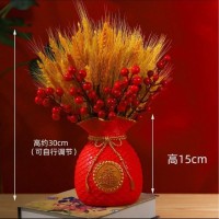 麦穗干花福袋花瓶树脂客厅招财进宝钱袋子家居装饰工艺品招财摆件