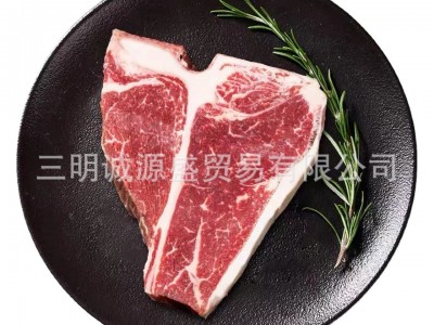 美国蓝标安格斯谷饲T骨 蓝标干式熟成t骨 带骨西冷 红屋T牛排图3