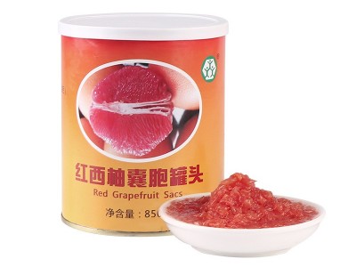 三童直售红西柚果粒罐头 工厂奶茶店用红西柚果肉图5