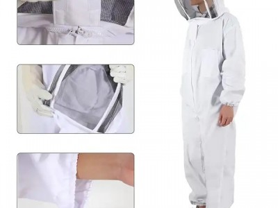 养蜂用防蜂服加厚太空服+白羊皮帆布手套养蜂防护服连体防蜂衣图4