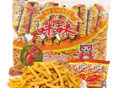 爱尚咪咪虾味200克20包休闲怀旧零食食品代发批发小时候糕点点心图5