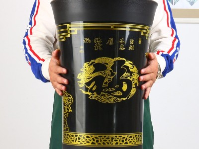 深筒塑料花盆厂家批发 仿瓷加厚高筒大号花盆 象牙白福字落地花盆图4