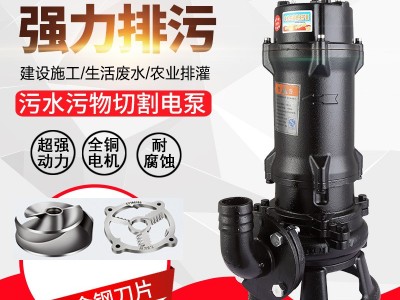 WQK不锈钢切割式污水泵220V抽粪泥浆泵养猪场排污泵潜水泵三刀图2