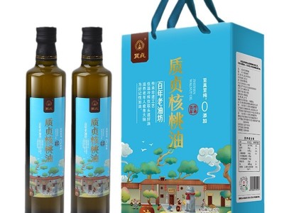 陕西老油坊质贞核桃油压榨食用油家用无添加食用油小瓶油礼盒装图3