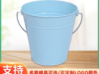 定制蓝色镀锌园林桶家用蓄水桶园艺水桶手提式花园铁皮桶小圆桶图2