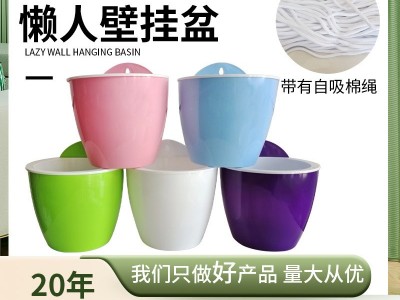 厂家批发懒人壁挂盆绿萝绿植插花墙上挂花盆自动吸水懒人壁挂盆图3