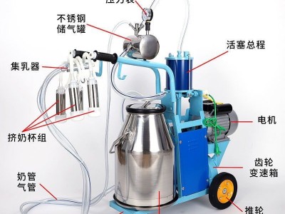 活塞式挤奶机 牛羊骆驼吸奶机 牧场活塞式奶牛移动挤奶机养殖设备图4