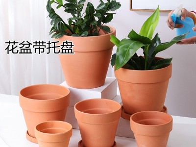 批发红陶花盆多肉透气花盆 有孔陶盆育苗盆 国际盆多肉花盆带托盘图3