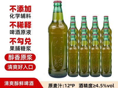 青岛特产500ml拉格原浆黄啤酒12瓶装箱装线下商超餐饮KTV批发拿货图5
