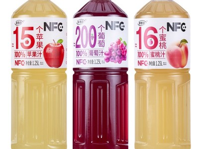 NFC+桃汁苹果汁葡萄汁大容量1250ml瓶装饮料100%果汁饮品整箱批发图5