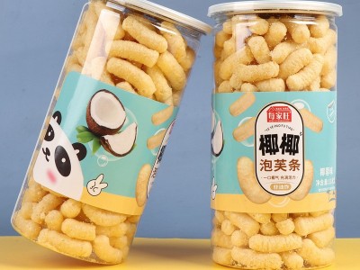 118克桶装手指泡芙条零食椰香味饼干零食非油炸谷物烘焙气泡果图4