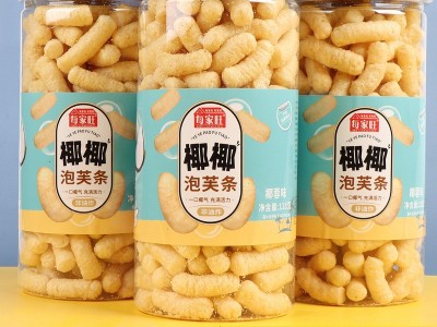 118克桶装手指泡芙条零食椰香味饼干零食非油炸谷物烘焙气泡果图2