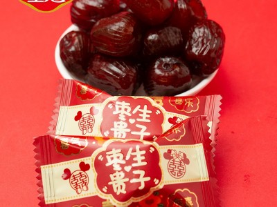 金冠枣生贵子喜庆版阿胶蜜枣无核蜜饯红枣伴手礼喜枣喜糖 散装批发图2